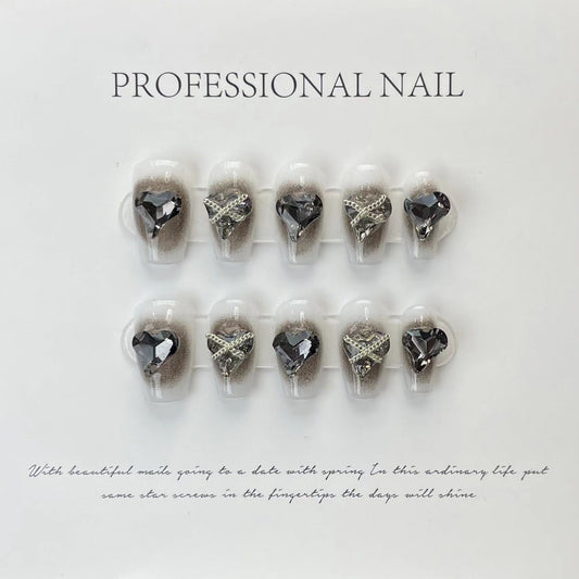 Designer: ManMan Handmade nails Press on Nails DIY Nail Art for woman girl Long Coffin