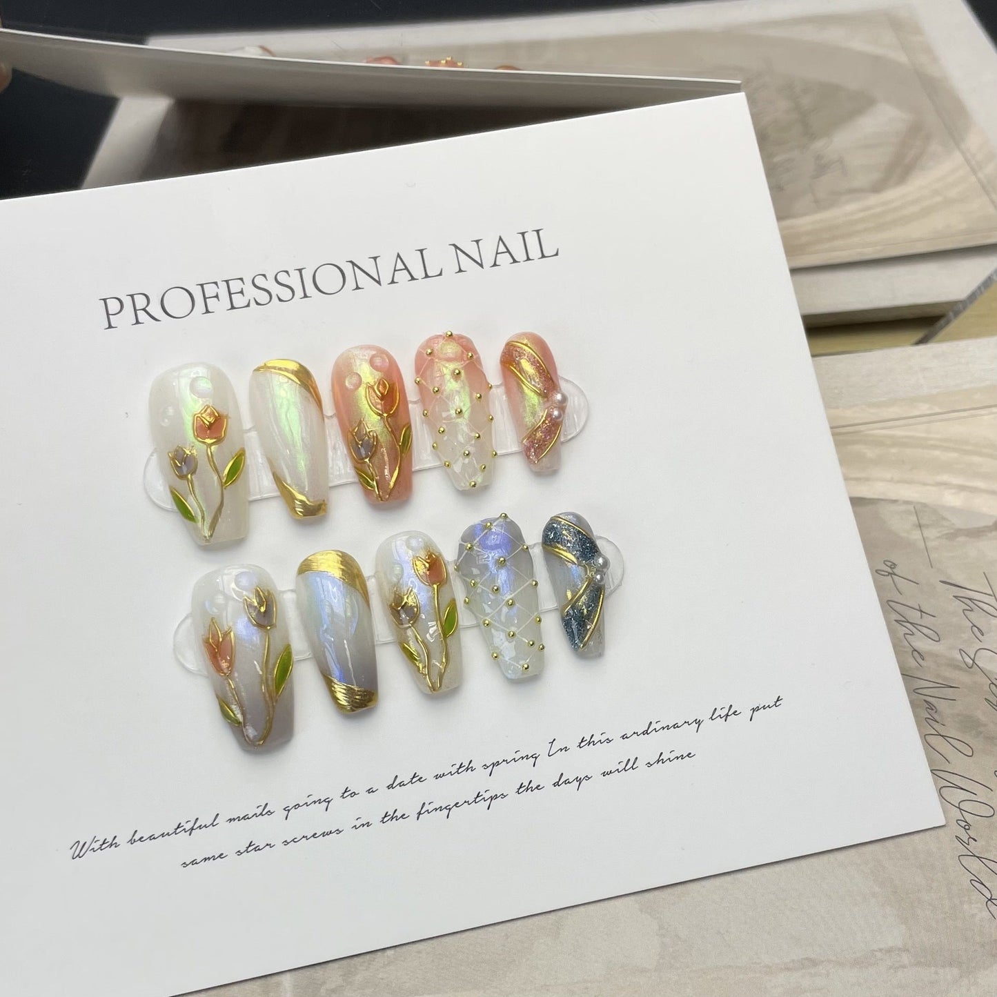 Designer: ManMan Handmade nails Press on Nails DIY Nail Art for woman girl Long Coffin