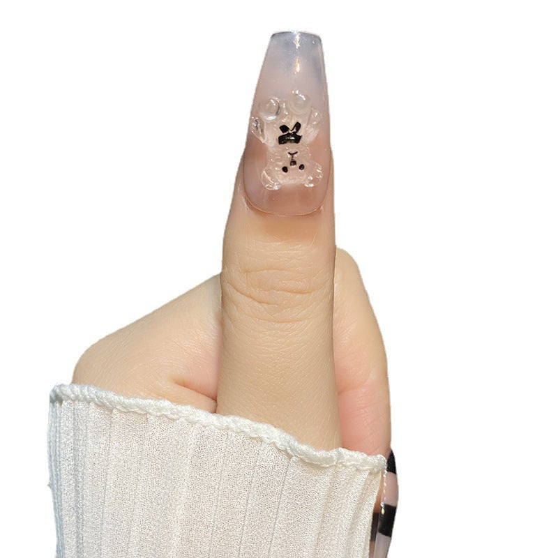 Designer: HuaHua.Handmade nails Press on Nails DIY Nail Art for woman girl Long Coffin pink