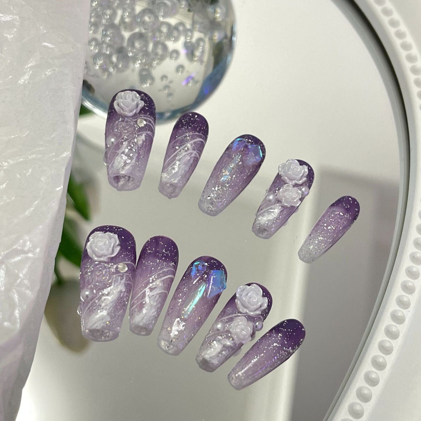 Designer: MaoMao.Handmade Nail Designs Press on Nails DIY  Nail Art for woman girl