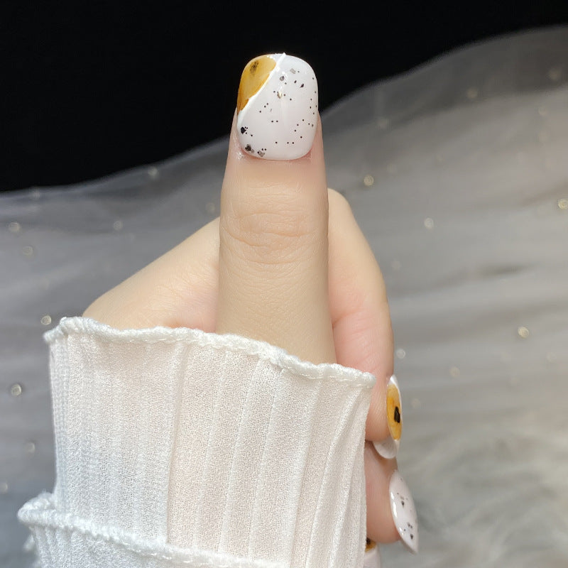 Designer: HuaHua.Handmade nails Press on Nails DIY Nail Art for woman girl Short Square white