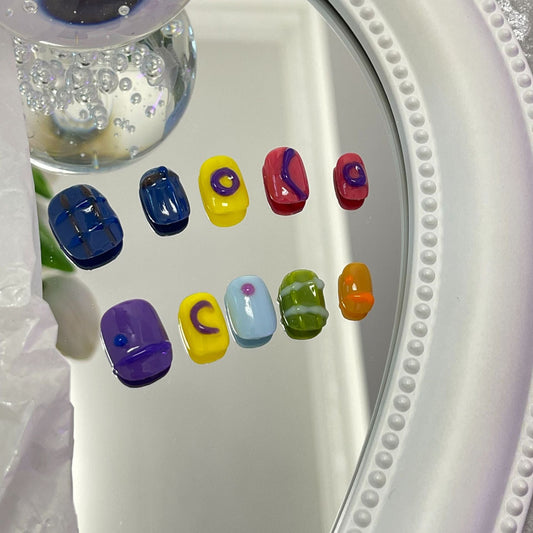Designer: MaoMao.Handmade Nail Designs Press on Nails DIY  Nail Art for woman girl