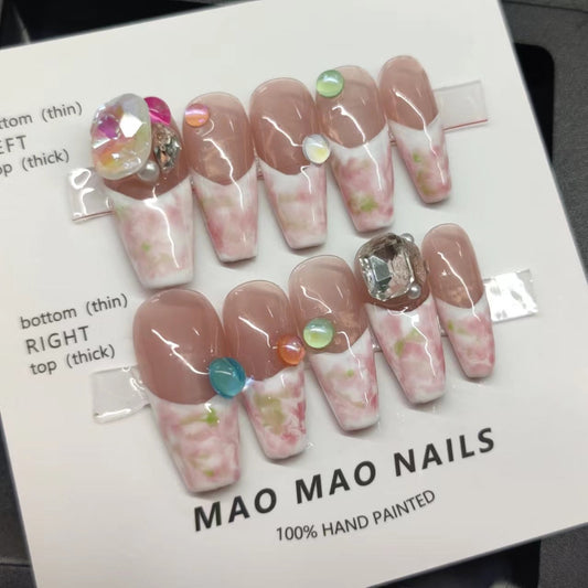 Designer: MaoMao.Handmade Nail Designs Press on Nails DIY  Nail Art for woman girl