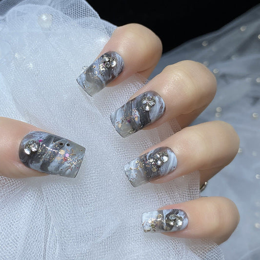 Designer: HuaHua.Handmade nails Press on Nails DIY Nail Art for woman girl Long Square