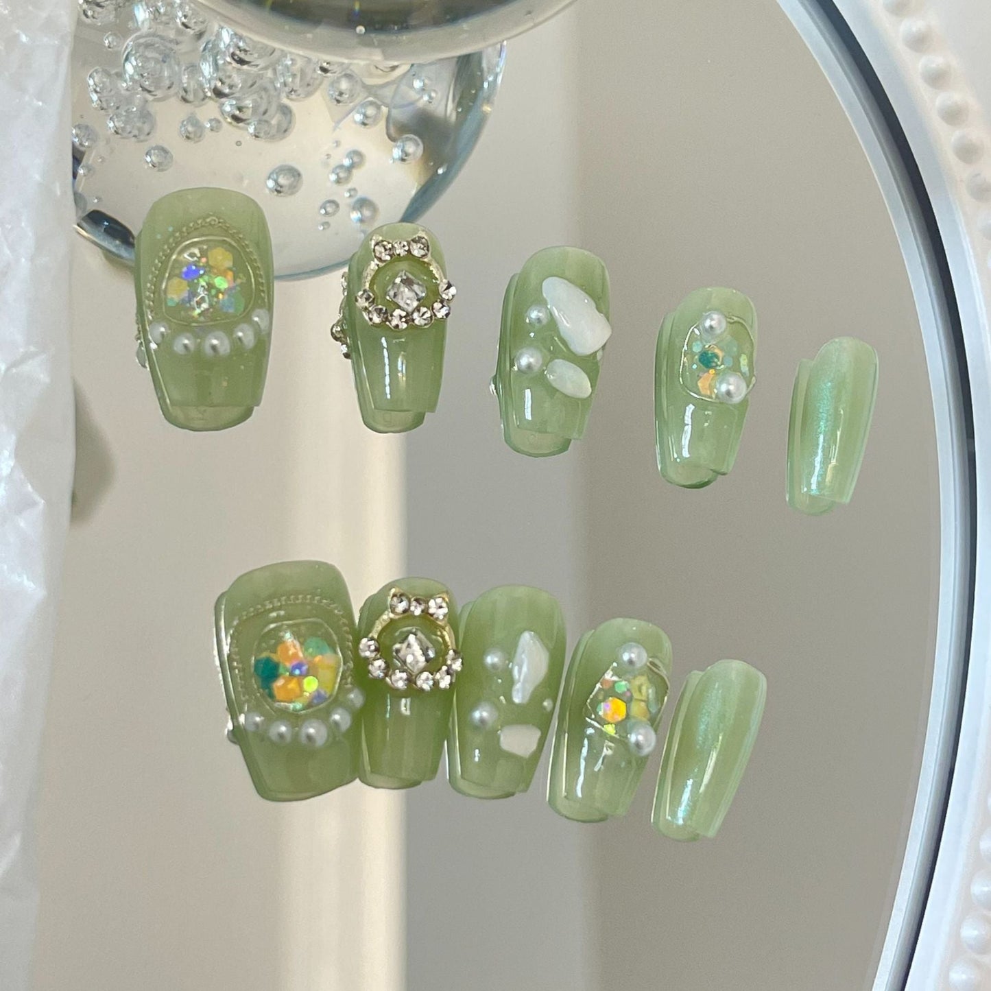 Designer: MaoMao.Handmade Nail Designs Press on Nails DIY  Nail Art for woman girl