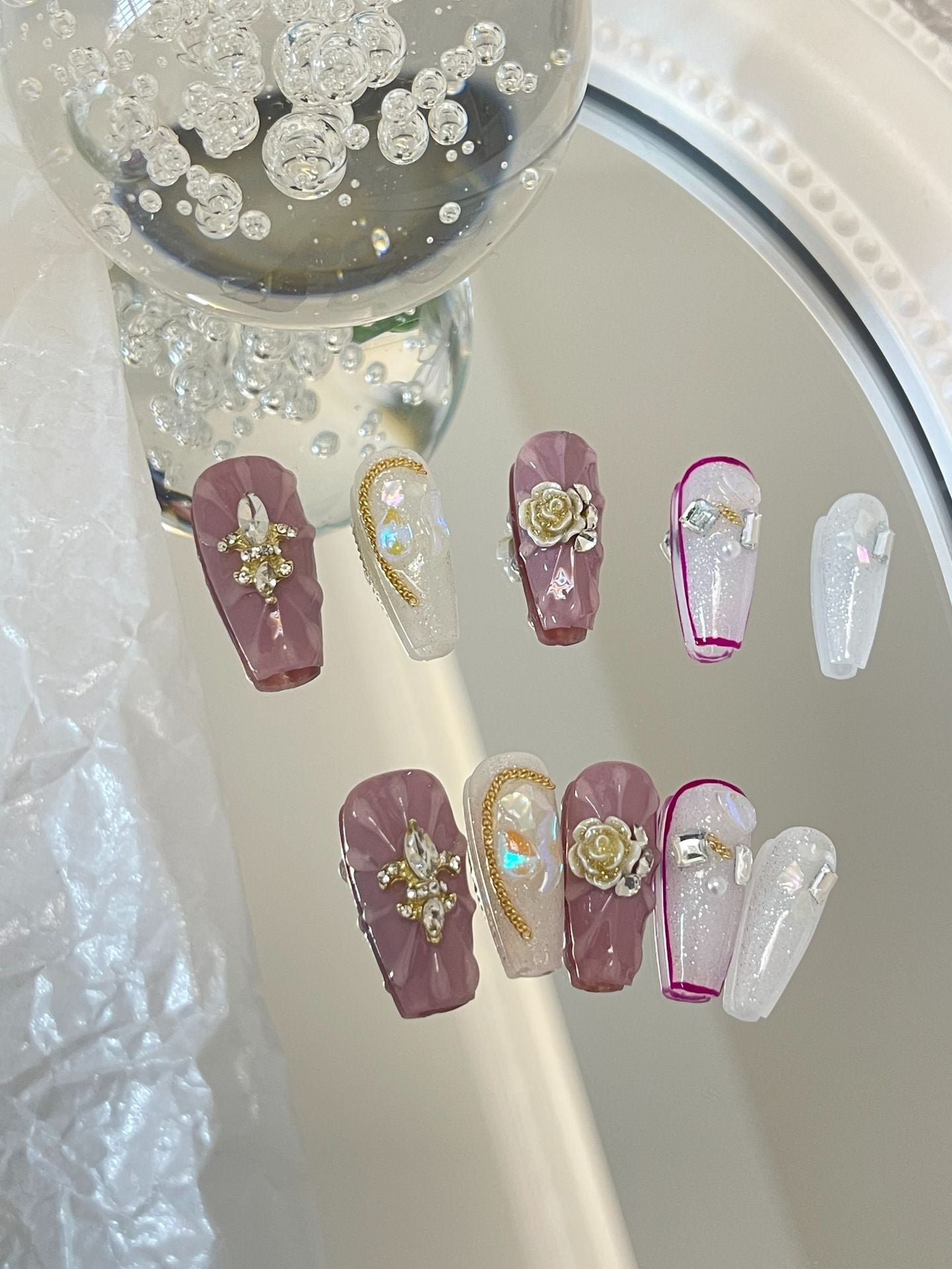 Designer: MaoMao.Handmade Nail Designs Press on Nails DIY  Nail Art for woman girl