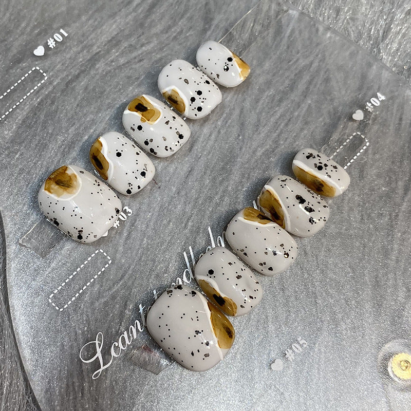 Designer: HuaHua.Handmade nails Press on Nails DIY Nail Art for woman girl Short Square white
