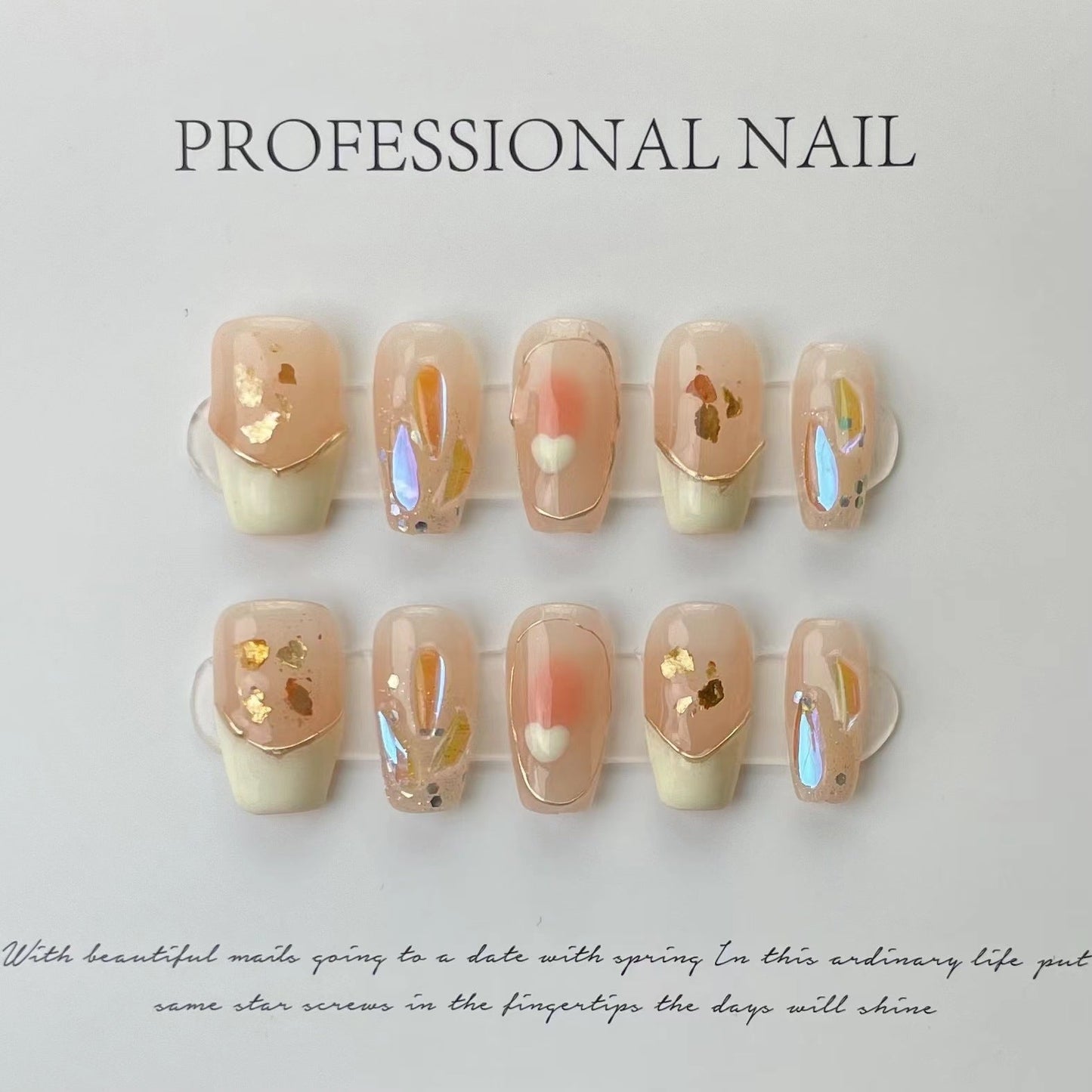 Designer: ManMan Handmade nails Press on Nails DIY Nail Art for woman girl Long Coffin pink