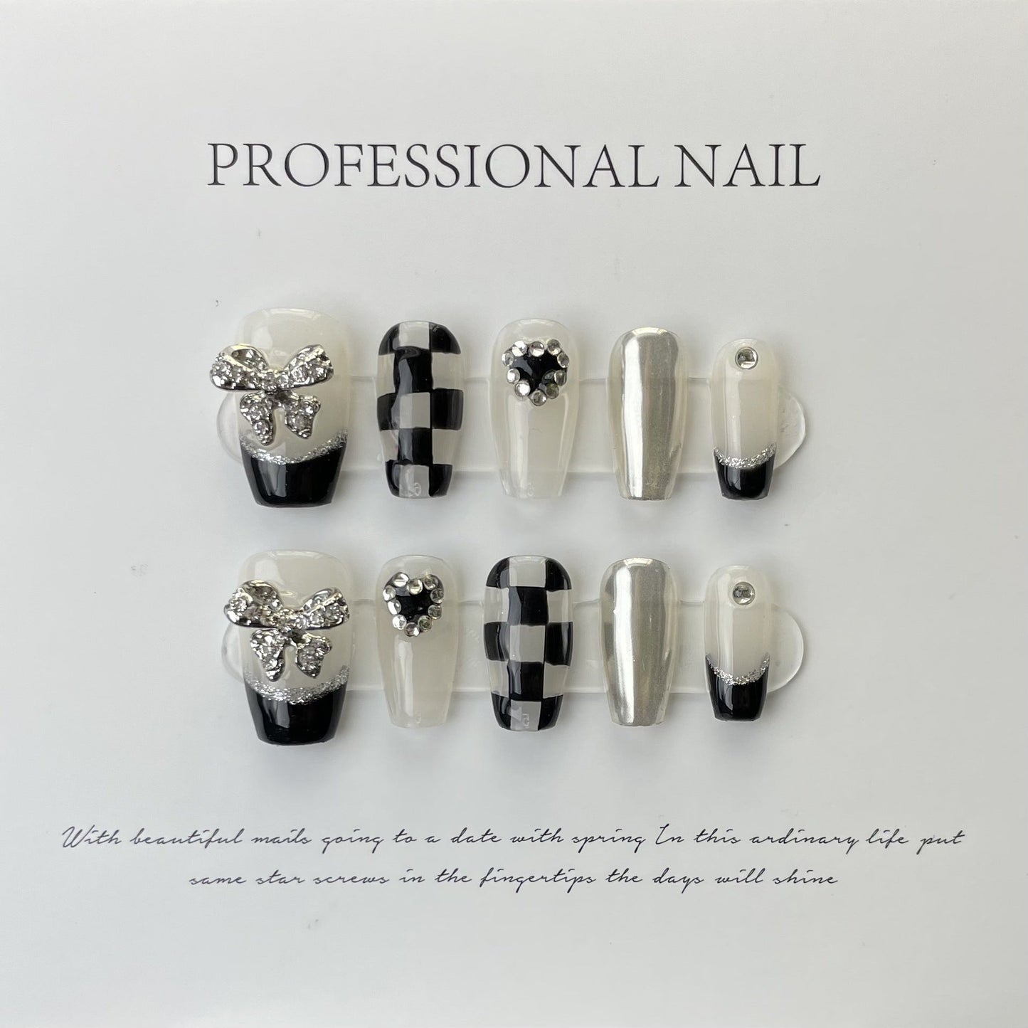 Designer: ManMan Handmade nails Press on Nails DIY Nail Art for woman girl Long Coffin white