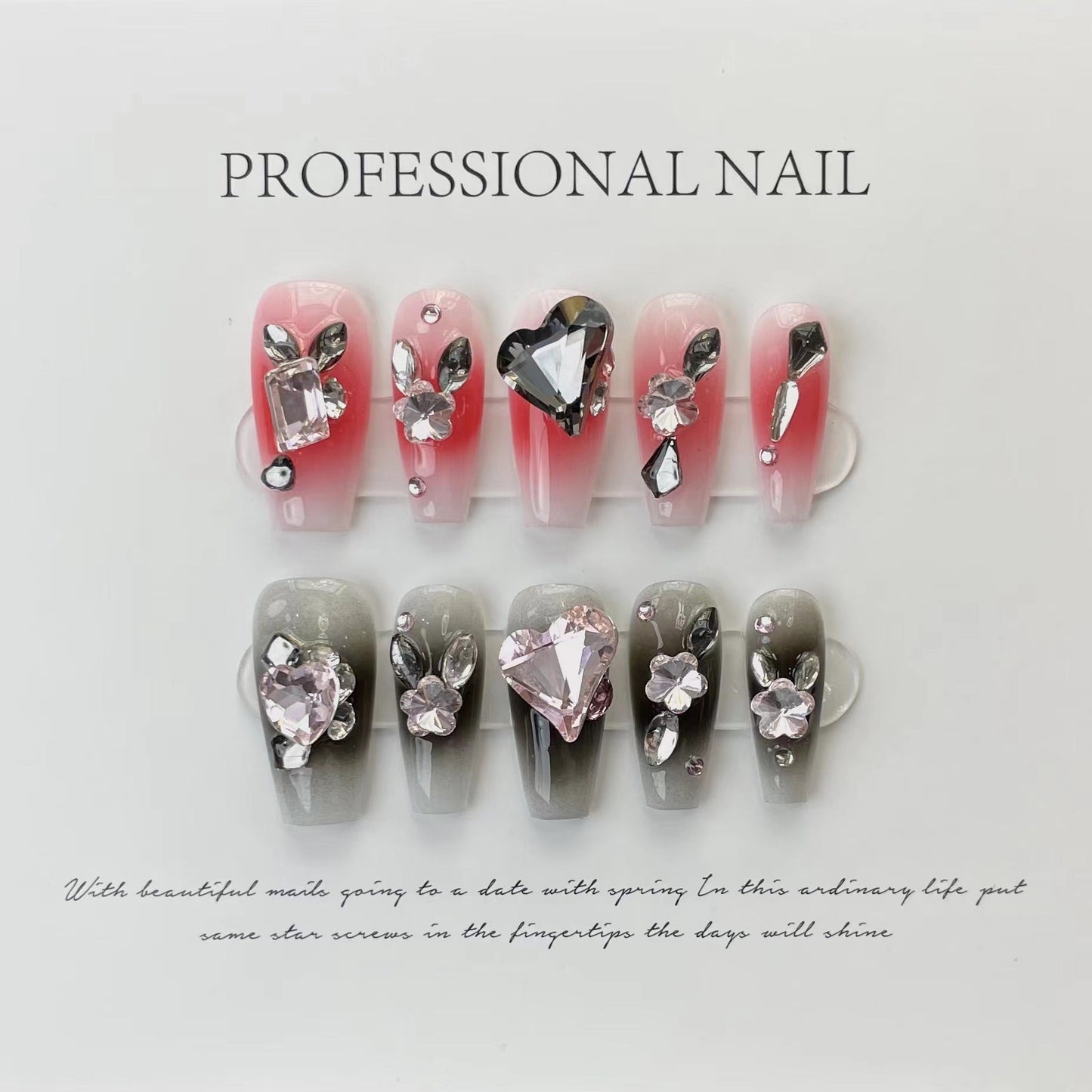 Designer: ManMan Handmade nails Press on Nails DIY Nail Art for woman girl Long Coffin