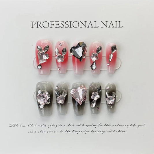 Designer: ManMan Handmade nails Press on Nails DIY Nail Art for woman girl Long Coffin