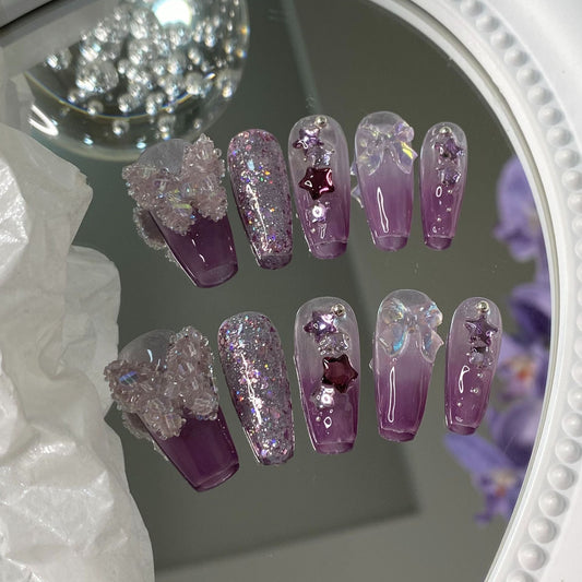 Designer: MaoMao.Handmade Nail Designs Press on Nails DIY  Nail Art for woman girl