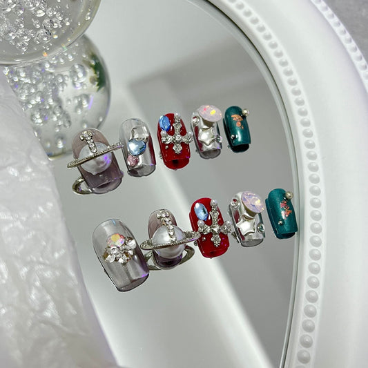 Designer: MaoMao.Handmade Nail Designs Press on Nails DIY  Nail Art for woman girl