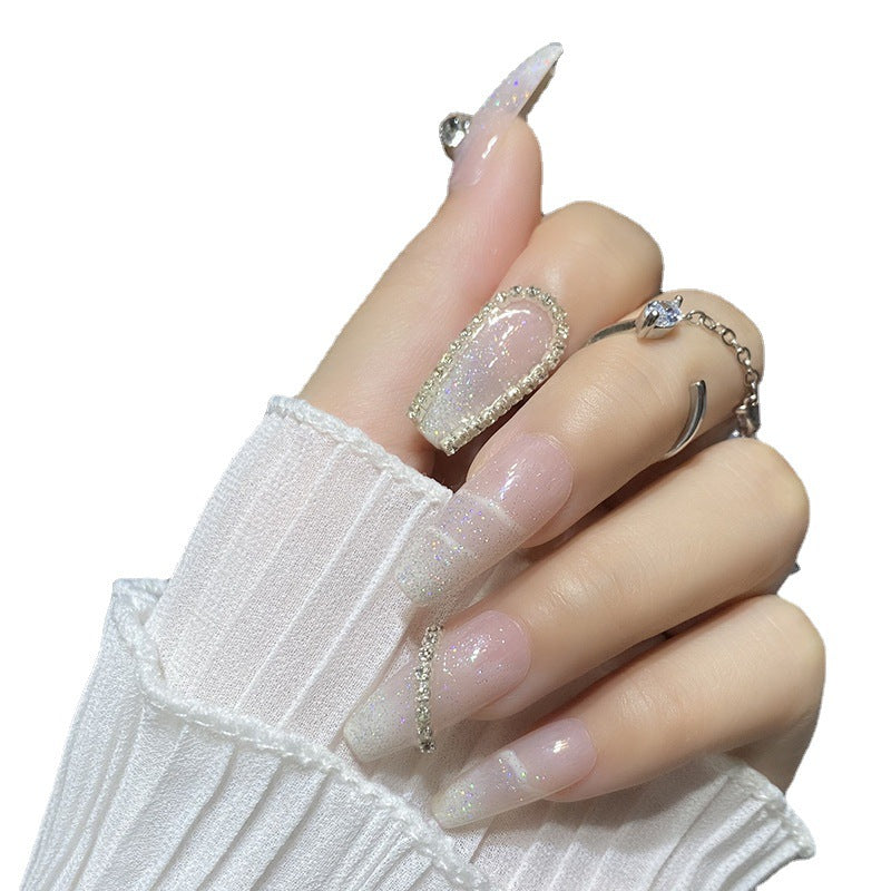 Designer: HuaHua.Handmade nails Press on Nails DIY Nail Art for woman girl Long Coffin pink