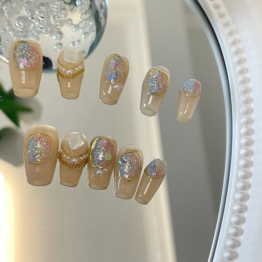 Designer: MaoMao.Handmade Nail Designs Press on Nails DIY  Nail Art for woman girl