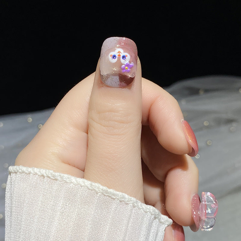 Designer: HuaHua.Handmade nails Press on Nails DIY Nail Art for woman girl Short Square pink