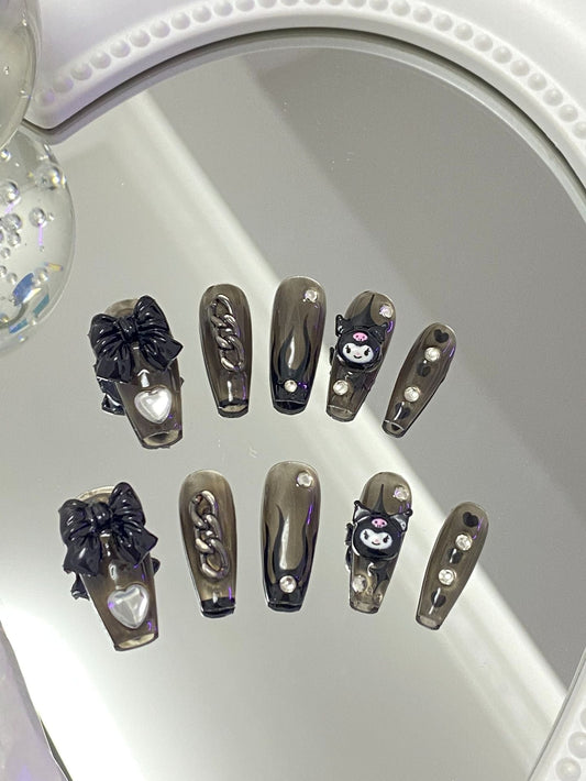 Designer: MaoMao.Handmade Nail Designs Press on Nails DIY  Nail Art for woman girl