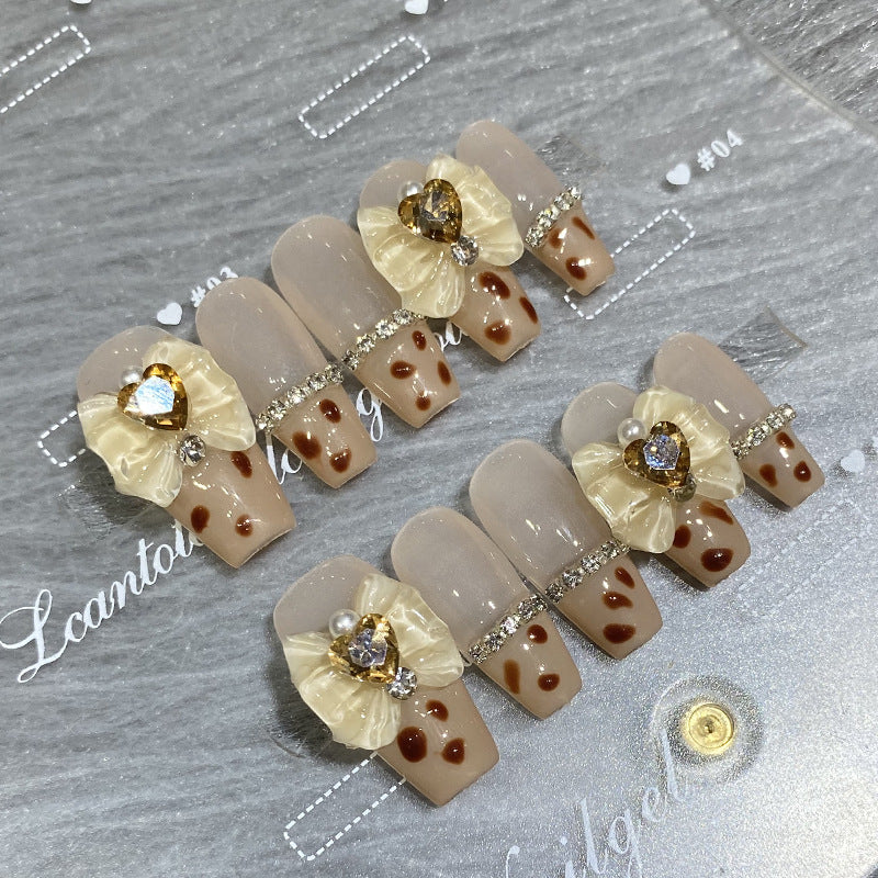 Designer: HuaHua.Handmade nails Press on Nails DIY Nail Art for woman girl Long Coffin pink