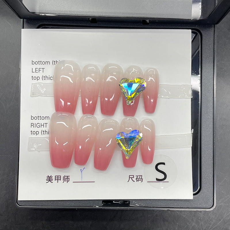 Designer: MeowMeow.Handmade Nail Designs Press on Nails DIY  Nail Art for woman girl Long Coffin pink