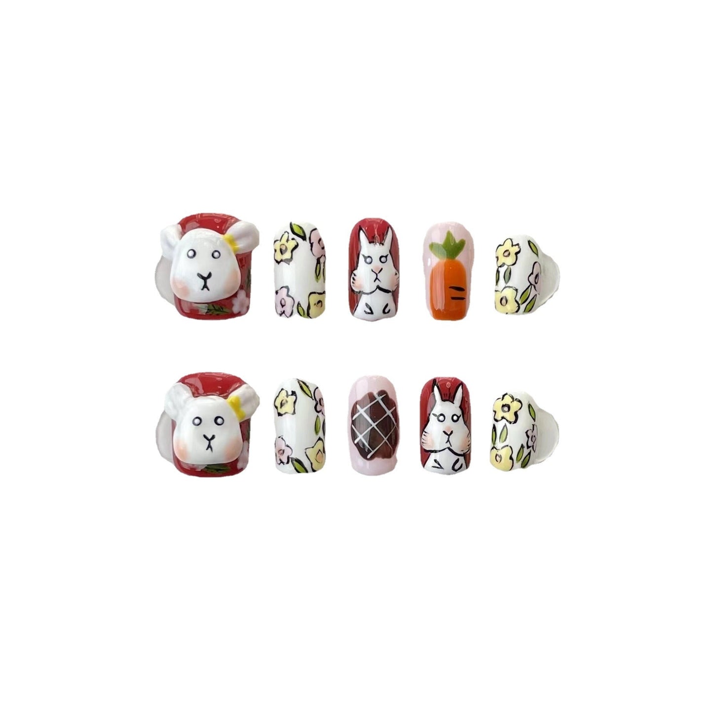 Designer: ManMan Handmade nails Press on Nails DIY Nail Art for woman girl Long Square Cartoon