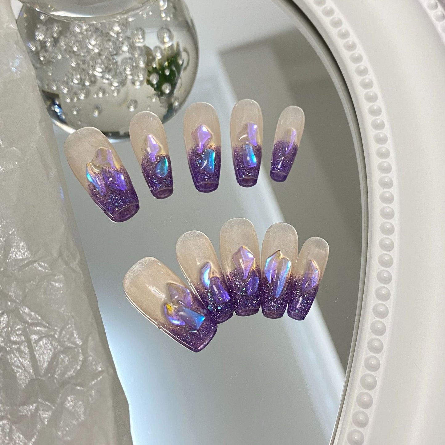 Designer: MaoMao.Handmade Nail Designs Press on Nails DIY  Nail Art for woman girl