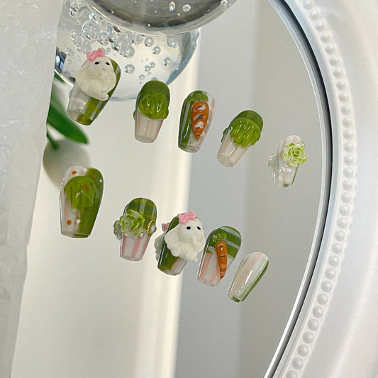 Designer: MaoMao.Handmade Nail Designs Press on Nails DIY  Nail Art for woman girl
