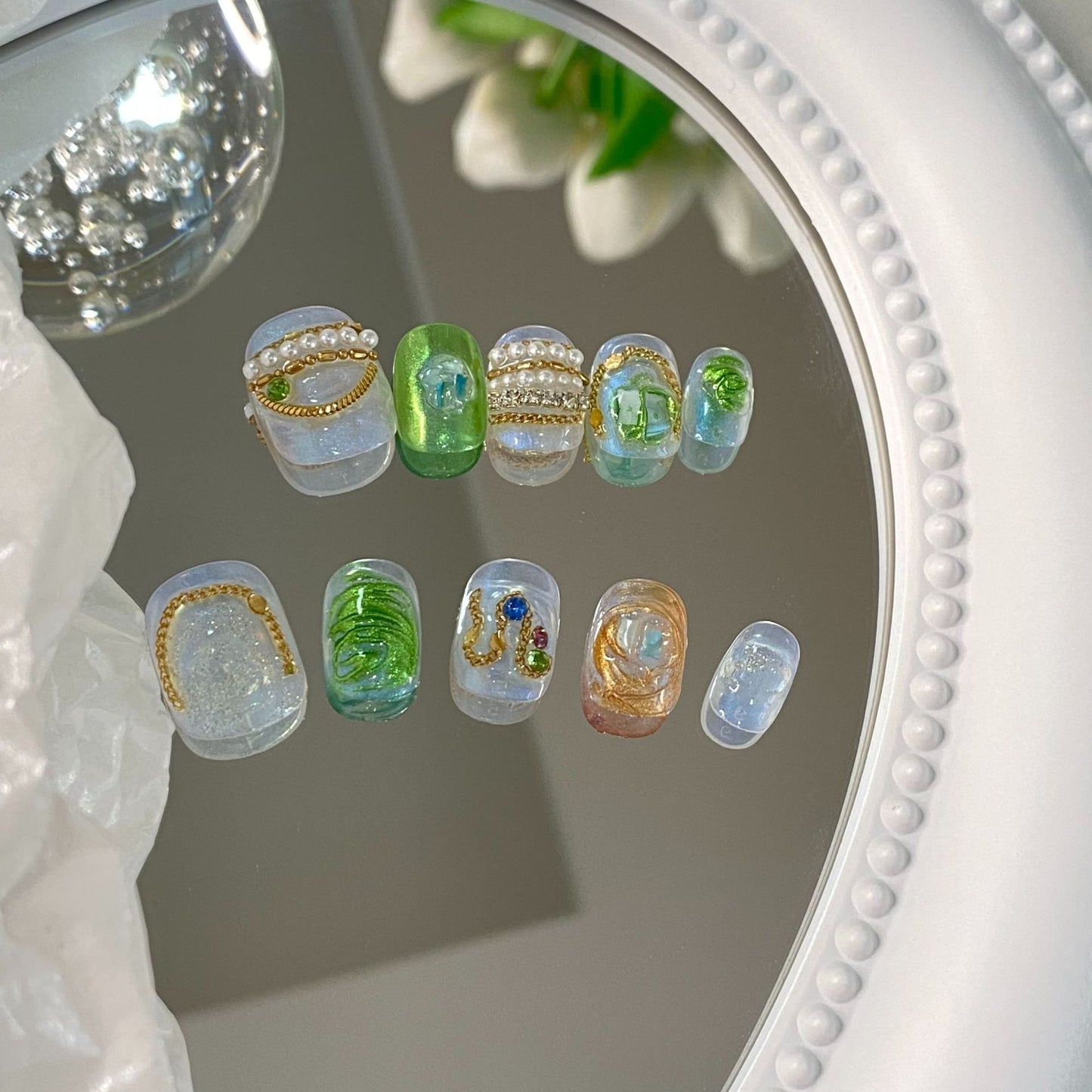 Designer: MaoMao.Handmade Nail Designs Press on Nails DIY  Nail Art for woman girl