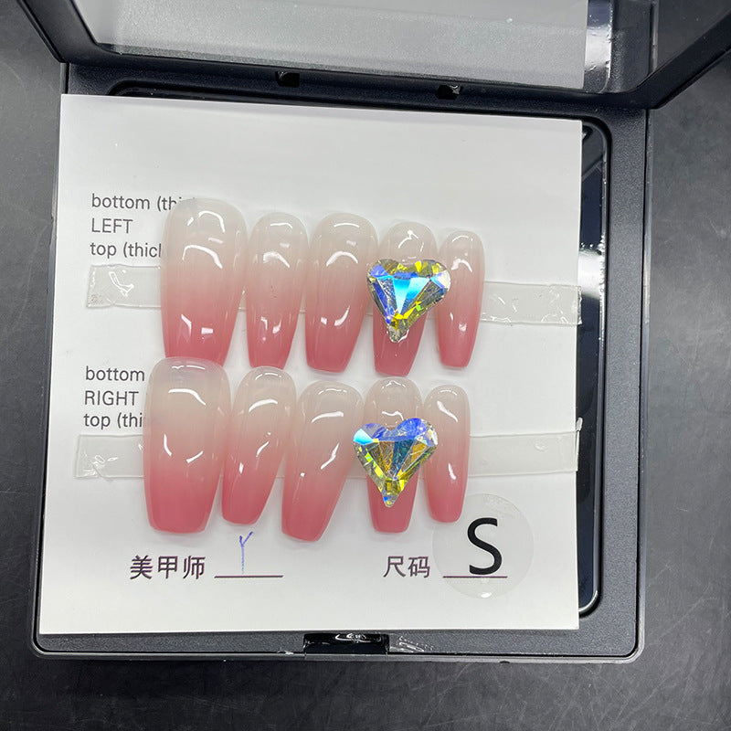 Designer: MeowMeow.Handmade Nail Designs Press on Nails DIY  Nail Art for woman girl Long Coffin pink