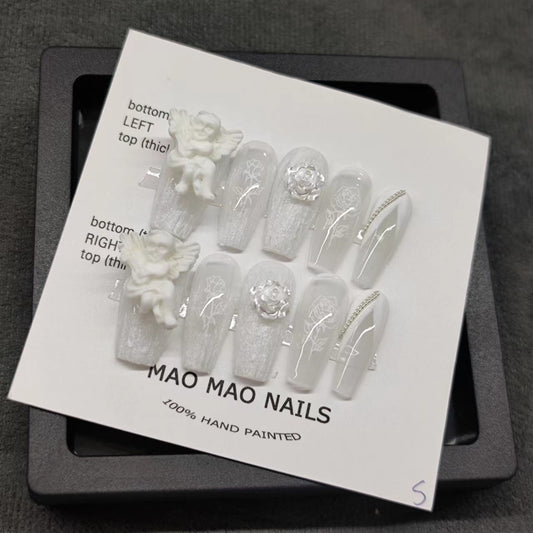 Designer: MaoMao.Handmade Nail Designs Press on Nails DIY  Nail Art for woman girl