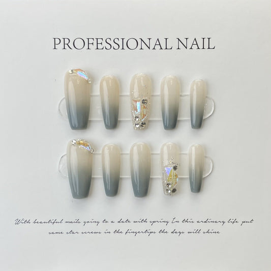 Designer: ManMan Handmade nails Press on Nails DIY Nail Art for woman girl Long Coffin