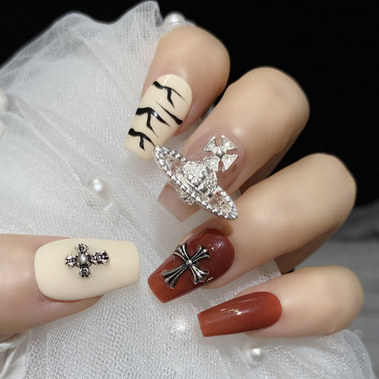Designer: HuaHua.Handmade nails Press on Nails DIY Nail Art for woman girl Long Coffin red