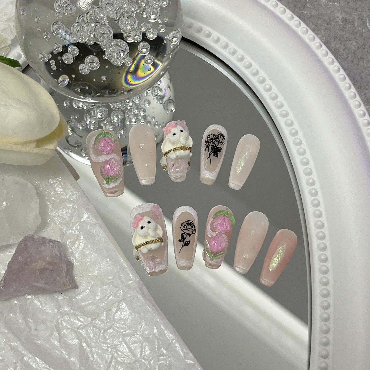 Designer: MaoMao.Handmade Nail Designs Press on Nails DIY  Nail Art for woman girl