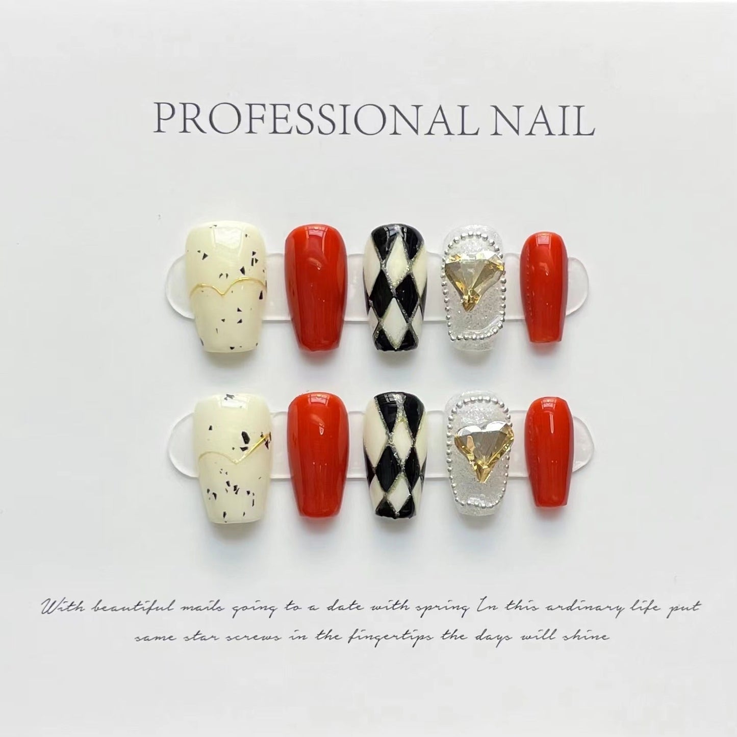 Designer: ManMan Handmade nails Press on Nails DIY Nail Art for woman girl Long Coffin