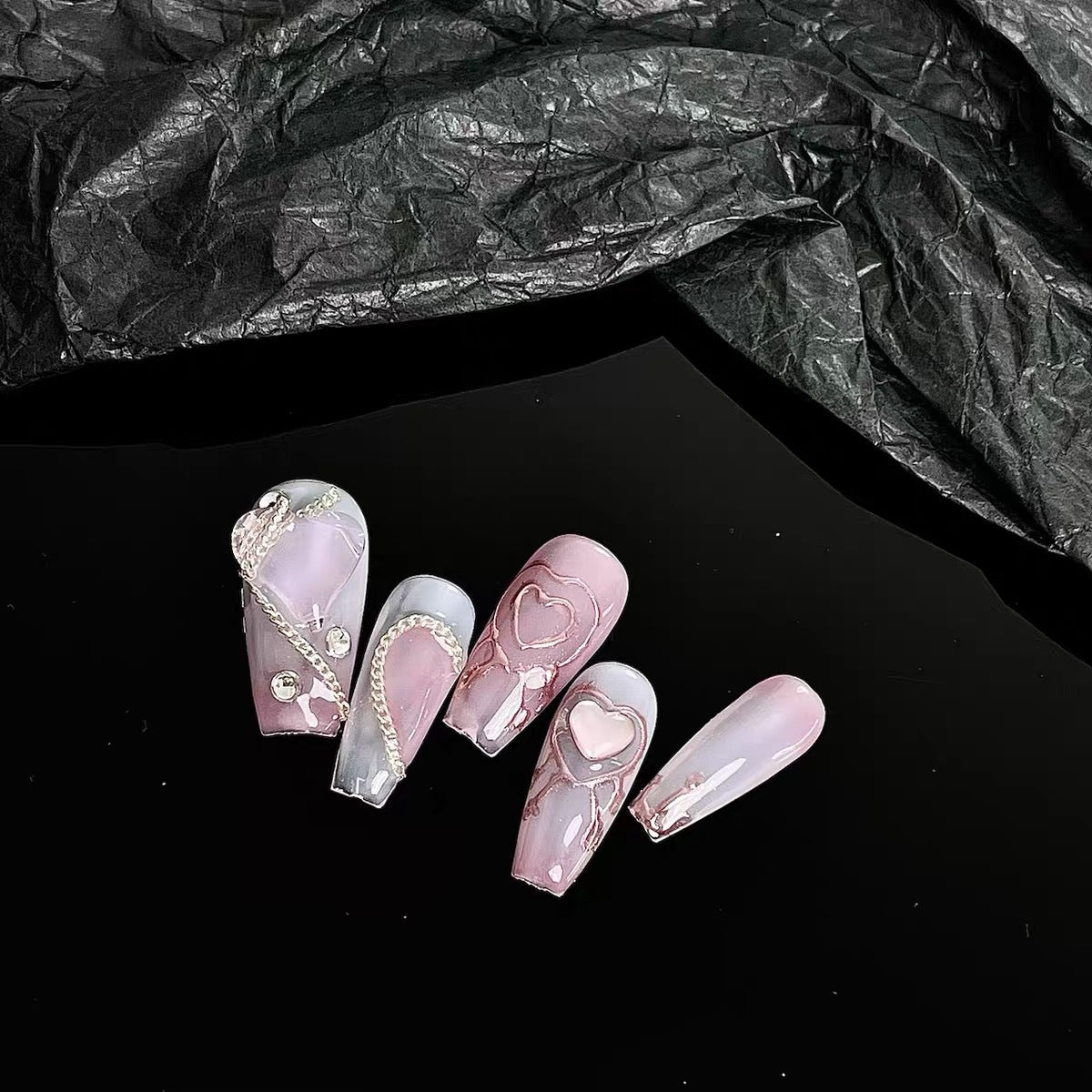 Designer: MeowMeow.2446 Handmade Nail Designs Press on Nails DIY  Nail Art for woman girl Long Coffin pink