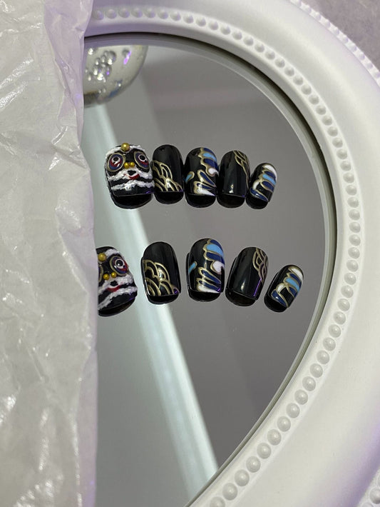 Designer: MaoMao.Handmade Nail Designs Press on Nails DIY  Nail Art for woman girl