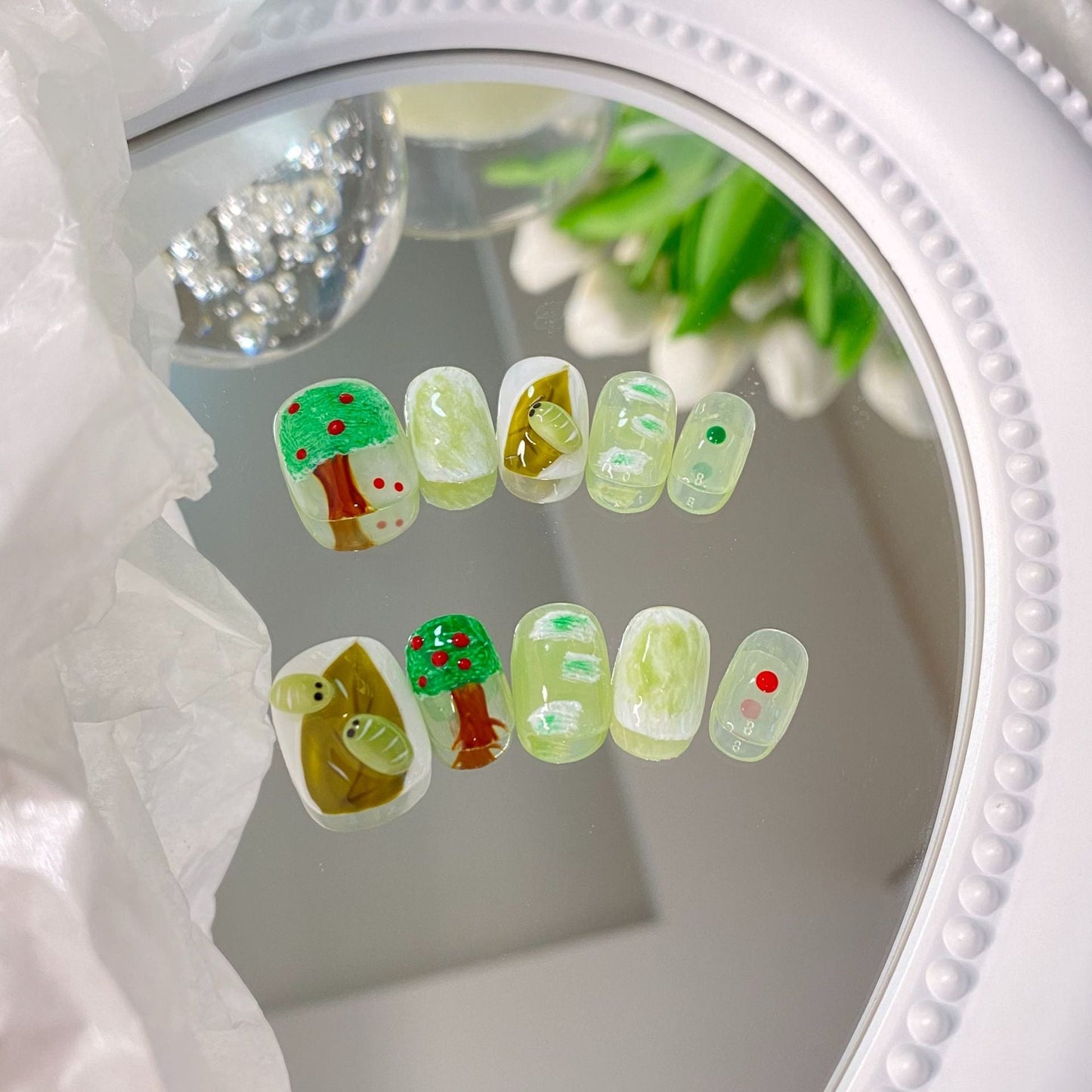 Designer: MaoMao.Handmade Nail Designs Press on Nails DIY  Nail Art for woman girl