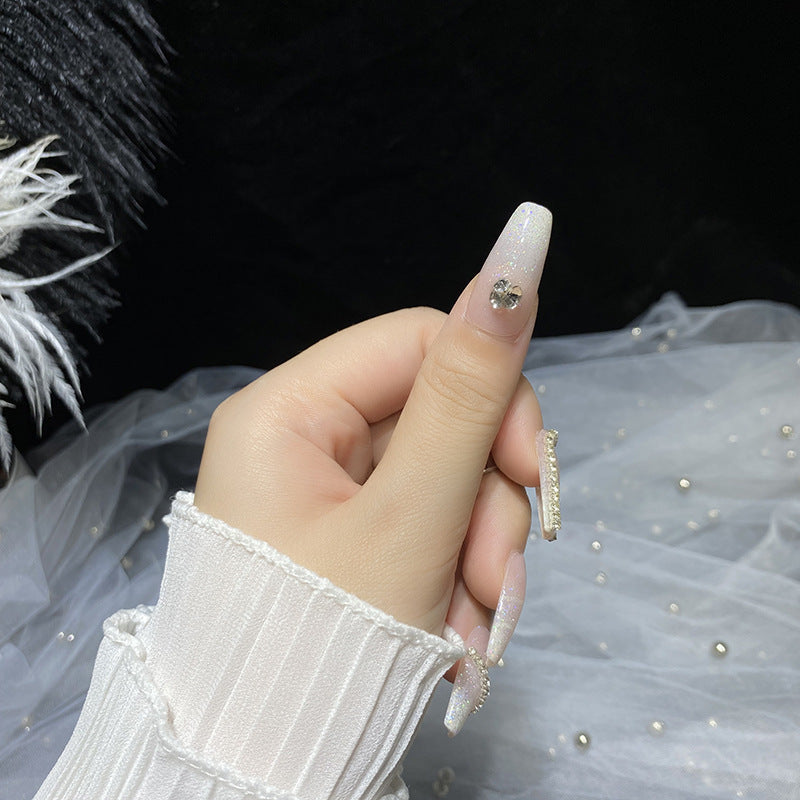 Designer: HuaHua.Handmade nails Press on Nails DIY Nail Art for woman girl Long Coffin pink