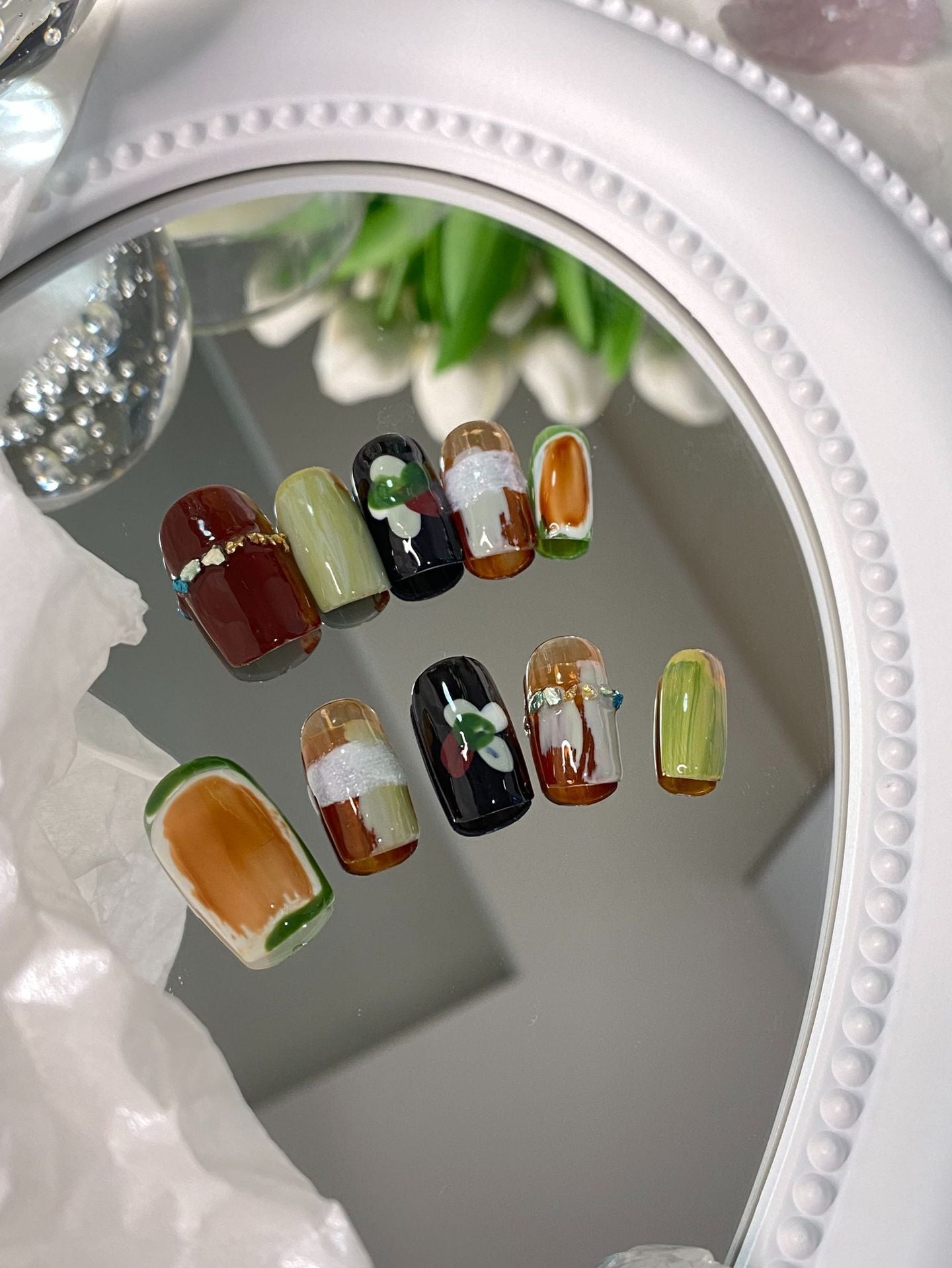 Designer: MaoMao.Handmade Nail Designs Press on Nails DIY  Nail Art for woman girl