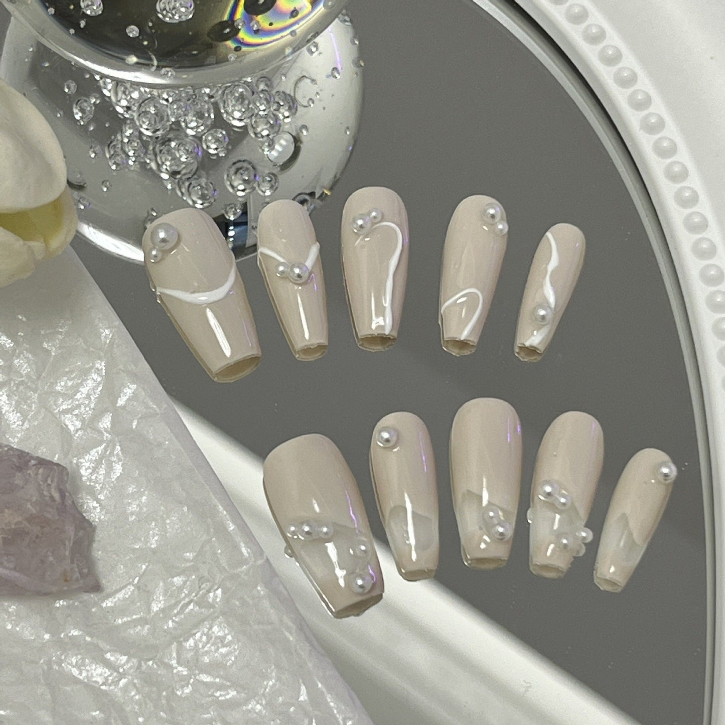 Designer: MaoMao.Handmade Nail Designs Press on Nails DIY  Nail Art for woman girl