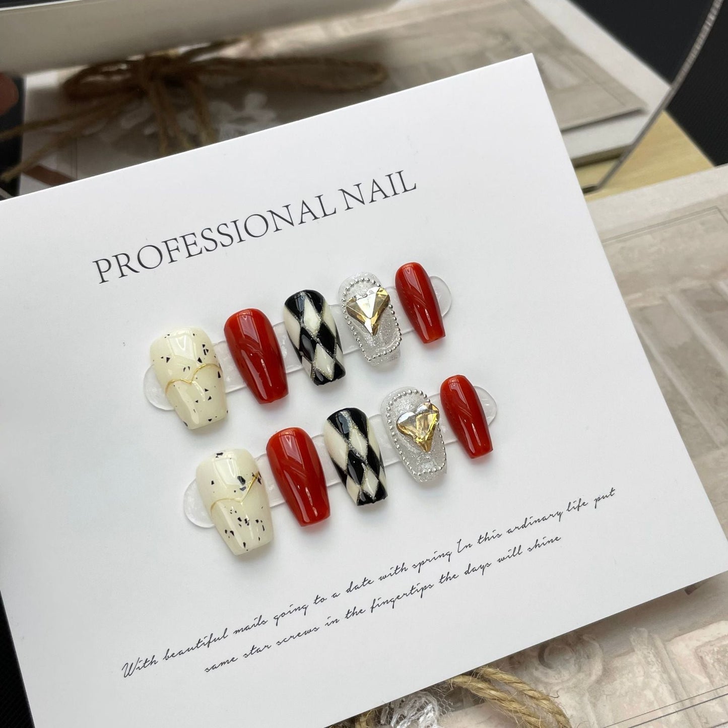 Designer: ManMan Handmade nails Press on Nails DIY Nail Art for woman girl Long Coffin
