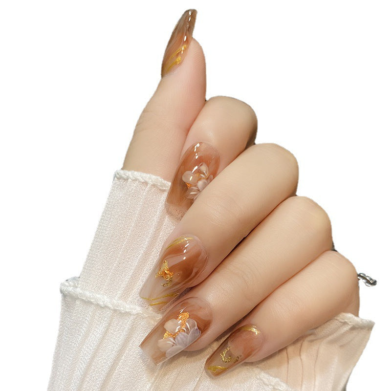 Designer: HuaHua.Handmade nails Press on Nails DIY Nail Art for woman girl Long Coffin pink