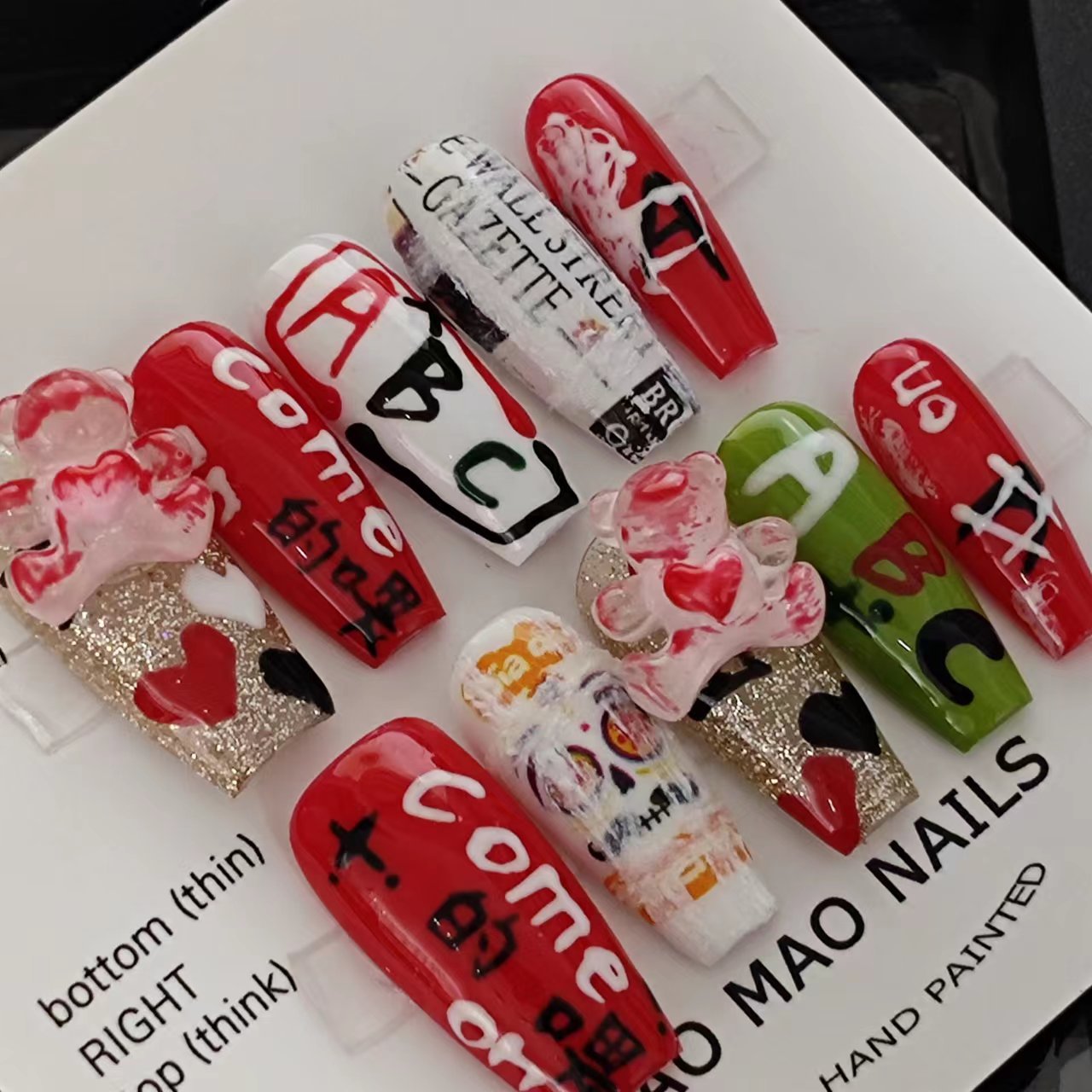 Designer: MaoMao.Handmade Nail Designs Press on Nails DIY  Nail Art for woman girl