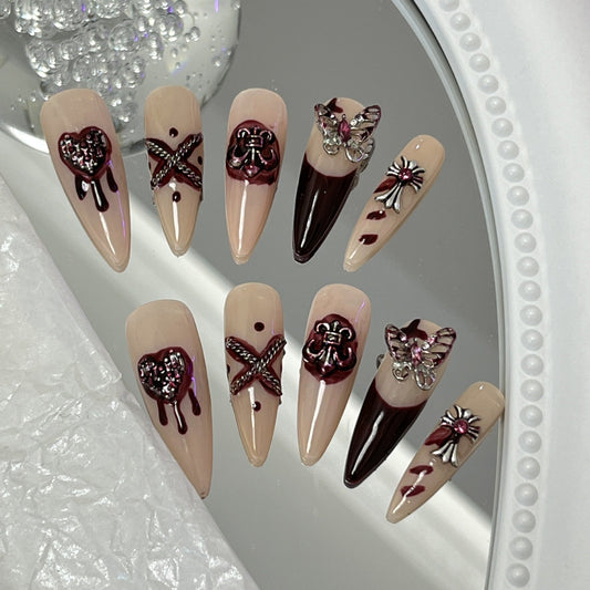 Designer: MaoMao.Handmade Nail Designs Press on Nails DIY  Nail Art for woman girl