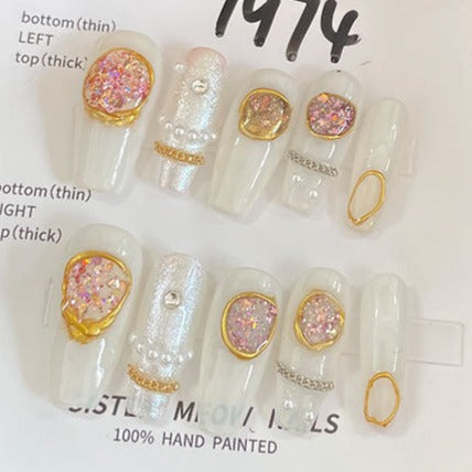 Designer: MeowMeow.Handmade Nail Designs Press on Nails DIY  Nail Art for woman girl Long Coffin black