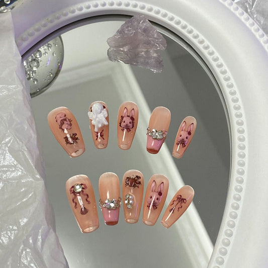 Designer: MaoMao.Handmade Nail Designs Press on Nails DIY  Nail Art for woman girl