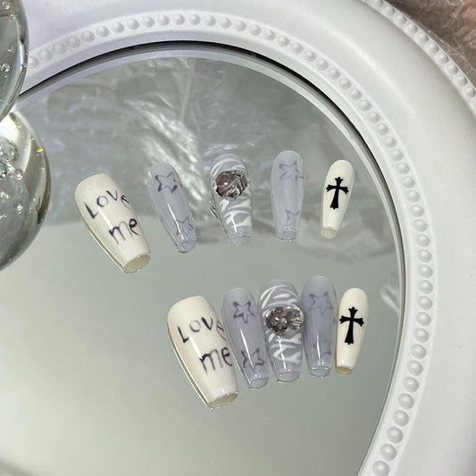 Designer: MaoMao.Handmade Nail Designs Press on Nails DIY  Nail Art for woman girl