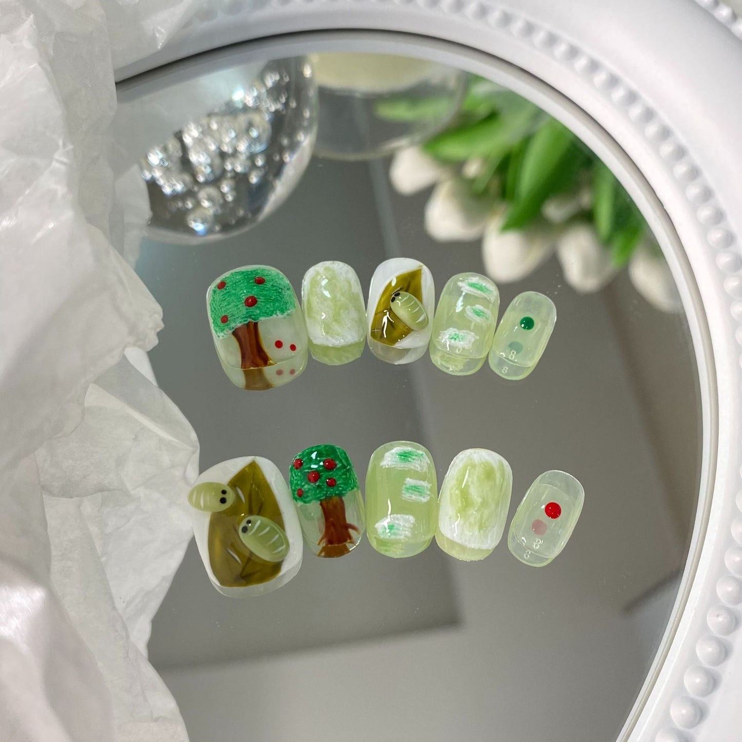 Designer: MaoMao.Handmade Nail Designs Press on Nails DIY  Nail Art for woman girl