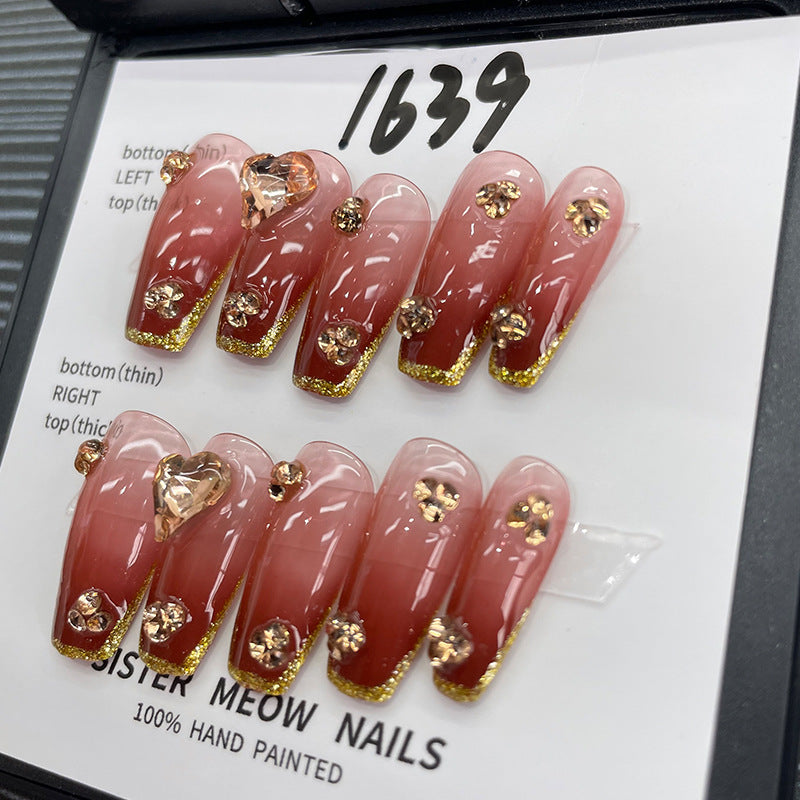 Designer: MeowMeow.Handmade Nail Designs Press on Nails DIY  Nail Art for woman girl Long Coffin red