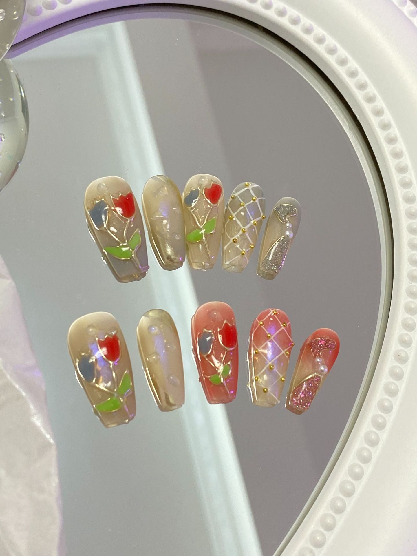 Designer: MaoMao.Handmade Nail Designs Press on Nails DIY  Nail Art for woman girl