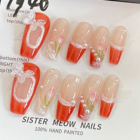 Designer: MeowMeow.Handmade Nail Designs Press on Nails DIY  Nail Art for woman girl